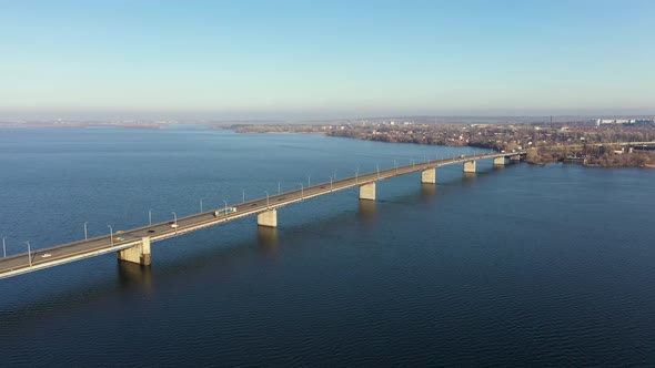 Aerial View of the Left Bank of the Dnieper City From the South Bridge