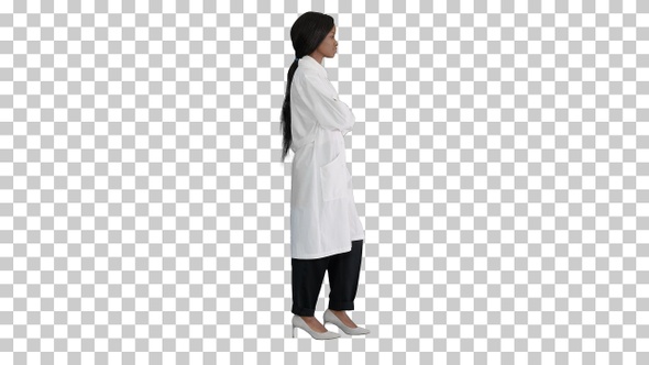 Serious african american female doctor, Alpha Channel