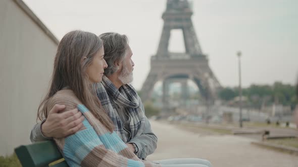 Happy senior couple in Paris.