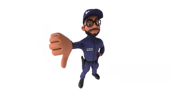 Fun 3D cartoon indian police officer with alpha
