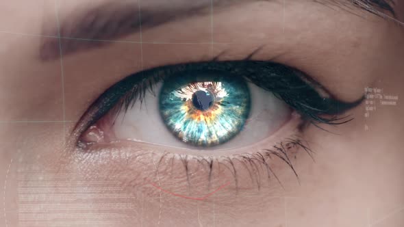 Digital Composite of Blinking Eye with Tech Interface