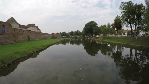 Aerial View of The Lake Surrounding Fagaras Fortress