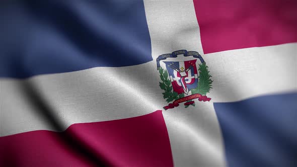 Dominican Republic Flag Textured Waving Close Up Background HD