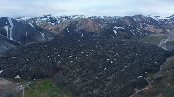 Drone View of Eyjafjallajokull Volcano and Lava Formations From 2010 Eruption