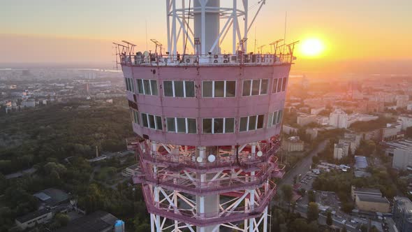 TV Tower in the Morning at Dawn in Kyiv, Ukraine