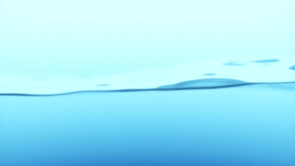 Beautiful Water Surface. Light Blue Color. Abstract Background with Animation Waving of Waterline