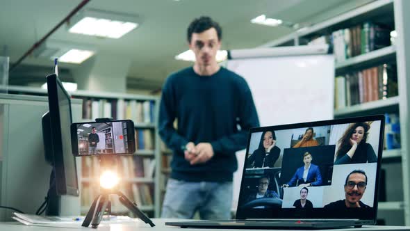 Remote Students From Different Places Watching Lesson Online