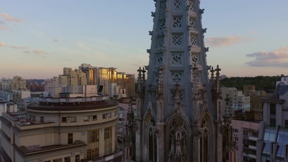 Evening Cityscape and St Nicholas Roman Catholic Church of St Nicholas