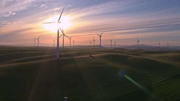 Wind Farm in the Setting Sun
