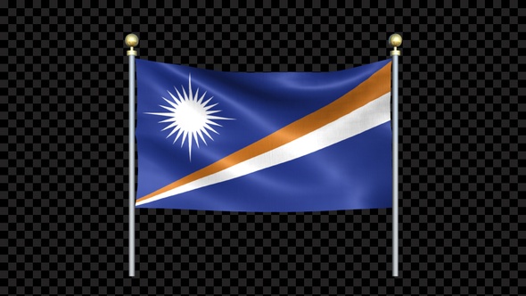 Marshall Islands Flag Waving In Double Pole Looped