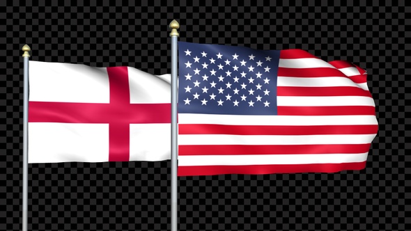 England And United States Two Countries Flags Waving