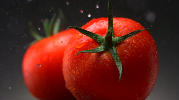 Water droplets on tomatoes, Slow Motion