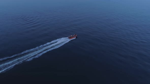 SAR Rib Boat on Sea Aerial View