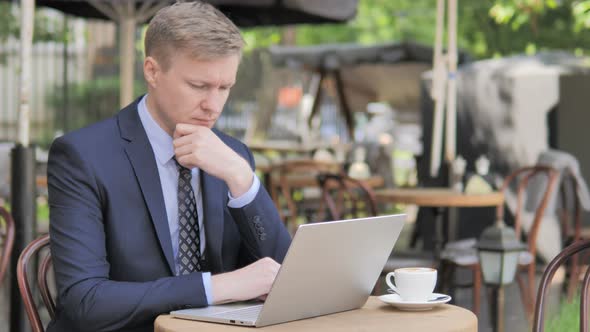 Businessman Thinking New Plan Outdoor Cafe