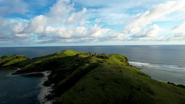 Aerial view of The beauty of Merese hill Lombok island when sunset