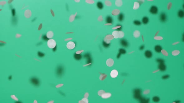 Confetti Isolated on Chroma Key Green Screen Background Holiday Design Element