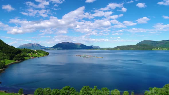 Aerial Footage Farm Salmon Fishing in Norway