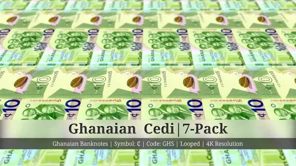 Ghanaian  Cedi | Ghana Currency - 7 Pack | 4K Resolution | Looped