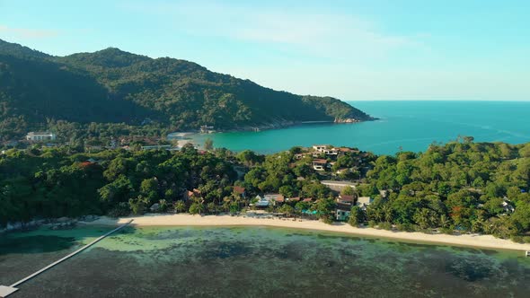 Aerial View of Coastline of Koh Phangan Island in Thailand