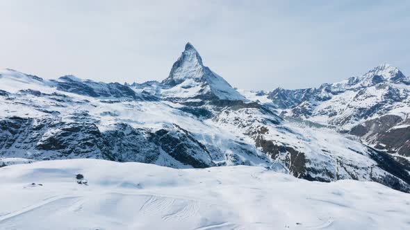 Scenic View of Snowcapped Matterhorn Mountain Peak