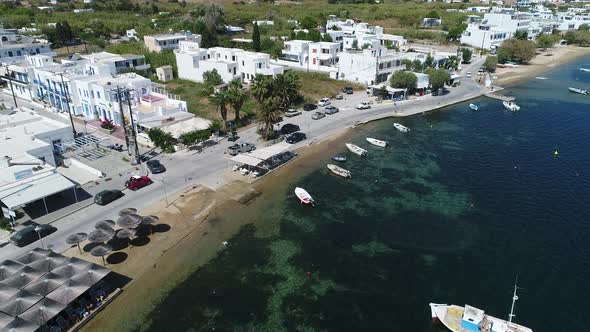 Livadi beach on the island of Serifos in the Cyclades in Greece seen from the