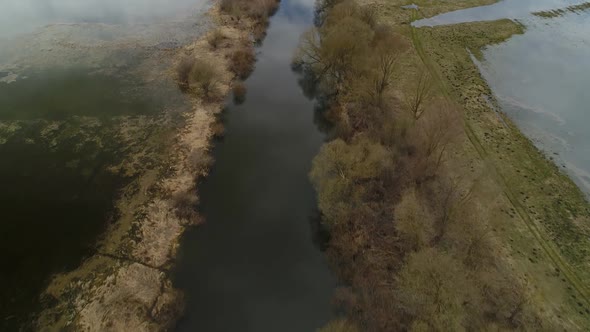 Flying Over the River in the Spring Flood