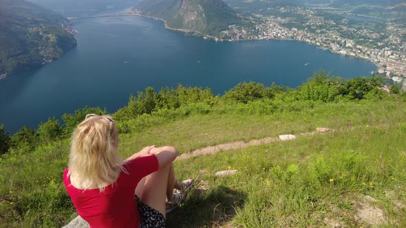 Woman in Lugano Monte Bre Mount
