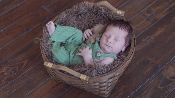 Close-up portrait of a young baby who has recently been born.