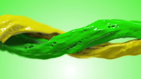 rainbow colors, fluid simulation. spilled paint. color yellow green