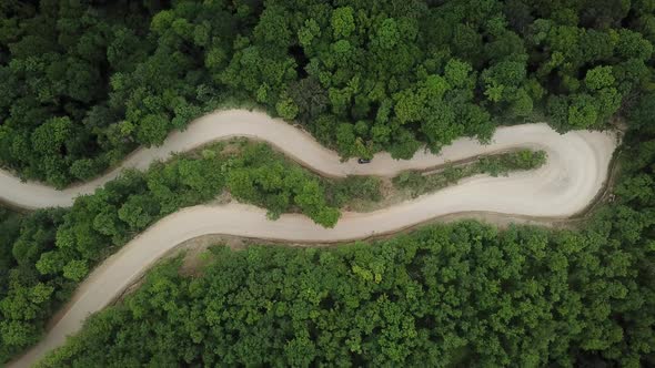 Mountain Winding Zig Zag Gravel Road