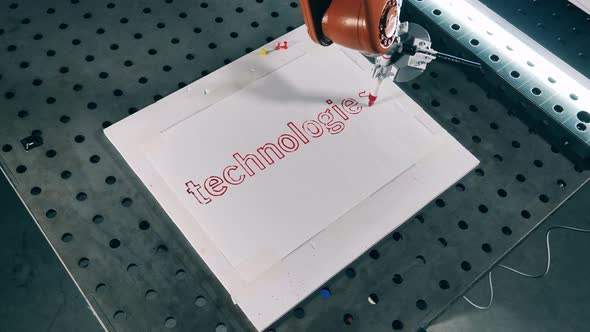 Robotic Mechanism Is Writing Paper Sharpie