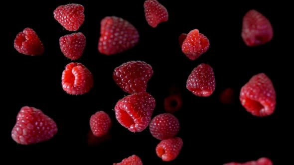 Ripe Raspberry Fly To the Camera