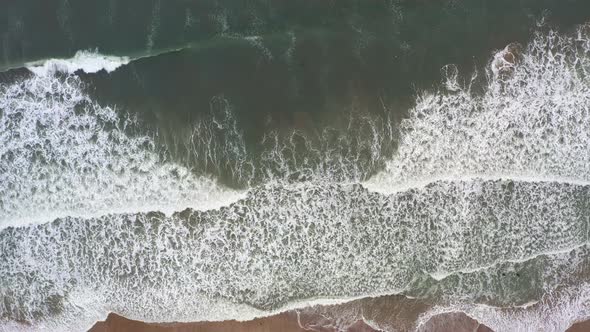 Aerial View of the Sea and Sandy Beach in the Summer Season After a Storm