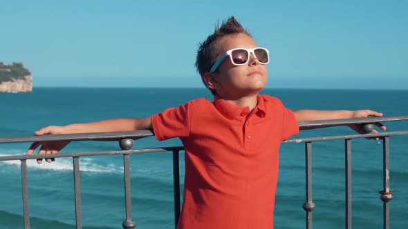 Joyful Boy Relaxing Outdoor