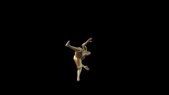 3D Gold Fighter Man Kick