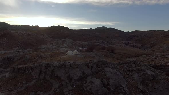 Aerial view of campground on Mount Champaqui, Cordoba Province, Argentina