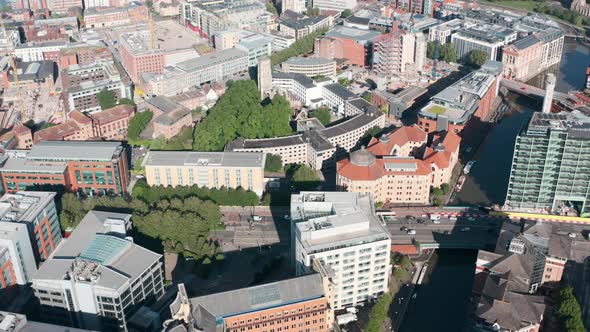 Drone shot over central Redcliffe Bristol and canal