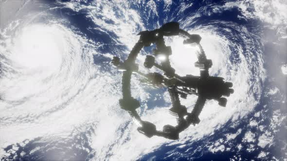 International Space Station in Outer Space Over the Planet Earth alt