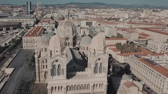 Top View of the Landmark of Marseille Next Bay of the Cathedral October 2019