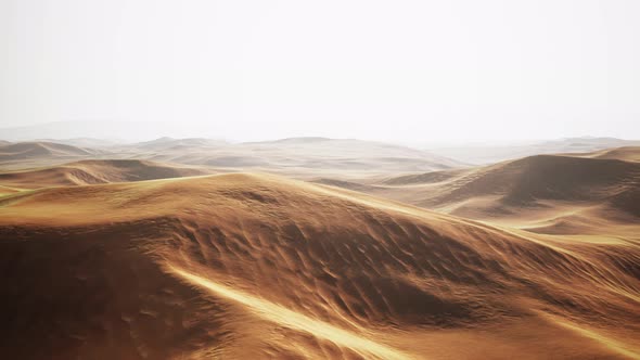 Sunset Over the Sand Dunes in the Desert