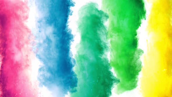 Super Slow Motion Shot of Color Powder Explosion Isolated on White Background at 1000Fps alt
