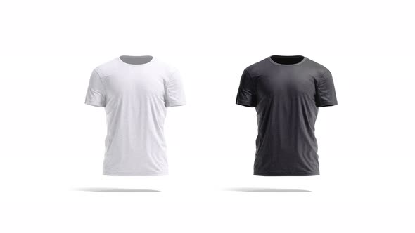 Blank black and melange wrinkled t-shirt, looped rotation