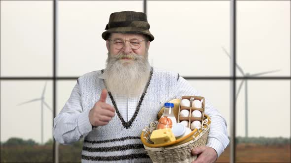 Farmer Holding Healthy Food and Giving Thumb Up