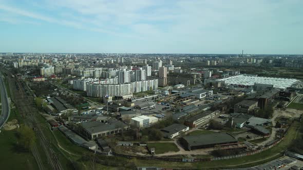 City Block With High Rise Buildings. Modern Architecture. Dormitory Area. Aerial Photography