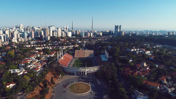 Cityscape of Sao Paulo Brazil. Stunning landscape of sports centre at downtown.