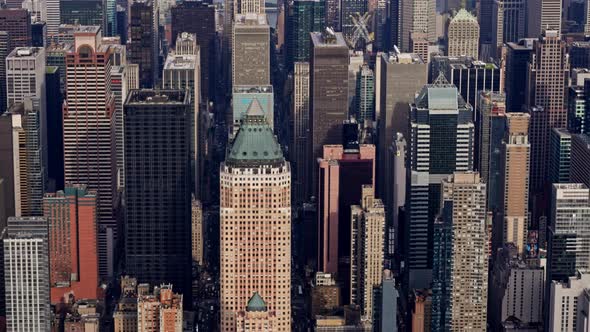 Aerial View of a New York Manhattan Filmed From a Helicopter