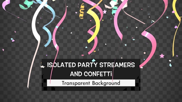 Isolated Party Streamers And Confetti