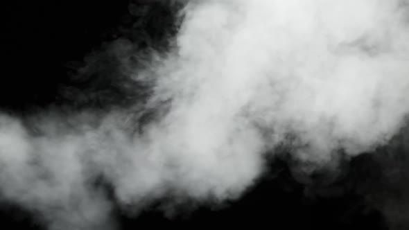 Water Vapor. Slow Motion 240Fps. Jet of Steam Under Pressure on Black Background