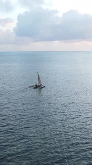 Vertical Video Boats in the Ocean Near the Coast of Zanzibar Tanzania