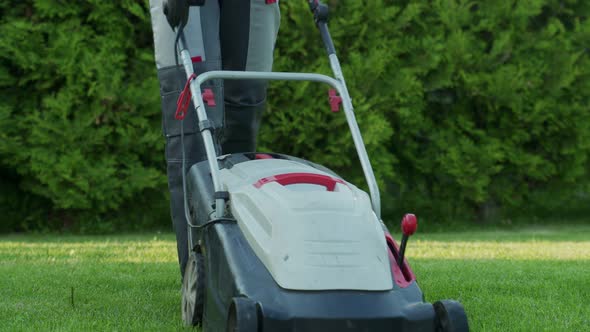 Garden Meadow Lawn Cutting Man Summer Works in Garden